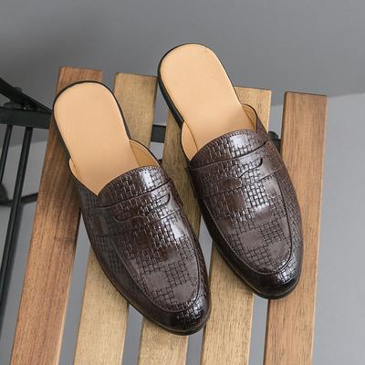 Letní luxusní pánské pantofle prodyšné poloviční mokasíny pánské venkovní kožené retro ploché podpatky párty pantofle nazouvací pohodlná ležérní obuv