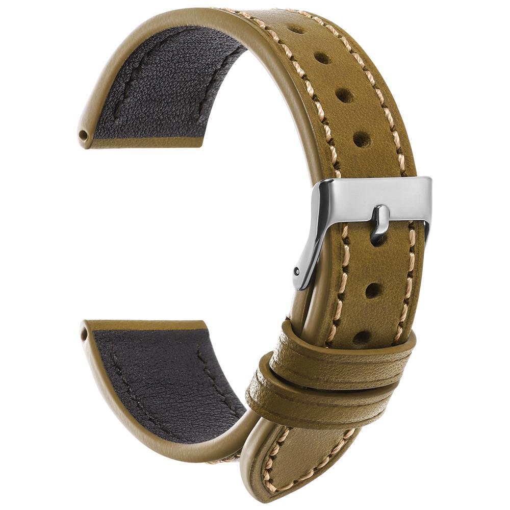 Vintage Brown Top-Grain Leather Watch Strap 20mm 22mm Handmade Stitching Cowhide Watch Band Men Women Pin Buckle Soft Wristband