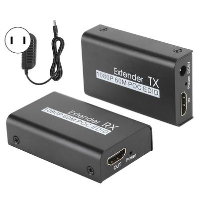 HDMI Extender 60M Internet Transmitter for POC Cable Power EDID Learning Function 100‑240VUS