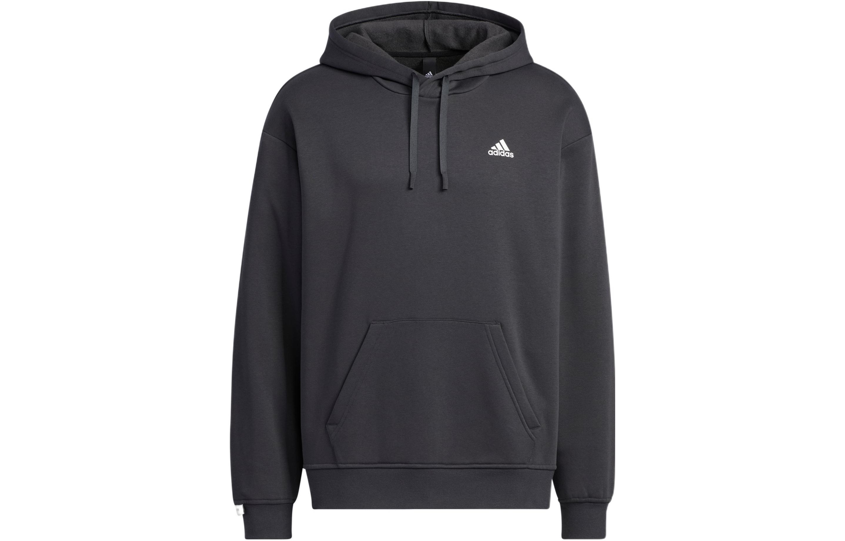 

Adidas Solid Color Brand Logo Kangaroo Pocket Long Sleeved Thickened And Fleece Lined Sweatshirt Unisex Black IB2731 L