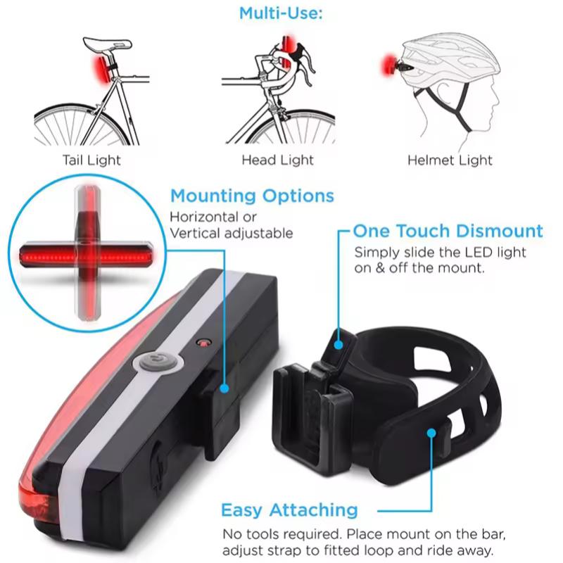 Tylna lampka rowerowa 6 trybów LED ostrzegawcza lampka rowerowa tylna lampka błyskowa wodoodporna bezpieczeństwo MTB rower MTB lampka na kask lampa rowerowa