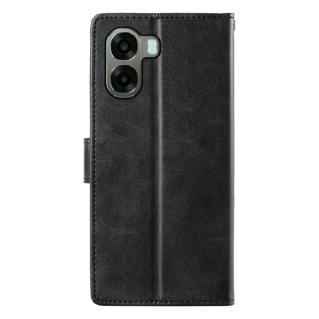 Phone Case For Oppo A6x 5G / A6x 4G Stand Wallet Calf Texture PU Leather Flip Phone Cover with Wrist Strap