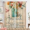 2pcs,2D Plane Printing Popular Curtains Floral Faith Message Versatile Polyester (without Rod) Festive Perfect for Bedroom