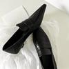 Retro Nischen-Spitzschuh-Heels für Damen, Lederschuhe, Vielseitige Niedrigabsatz-Single-Schuhe