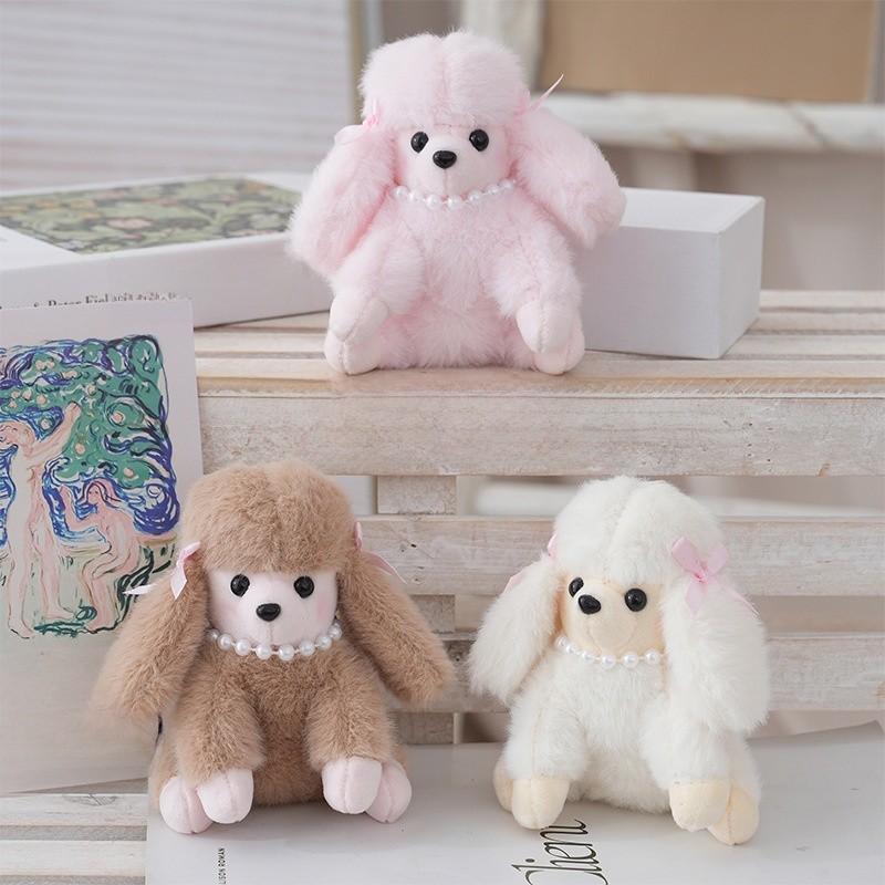 Cute Poodle Plushie Keychain Realistic Animal Shape Gift Backpack Decoration