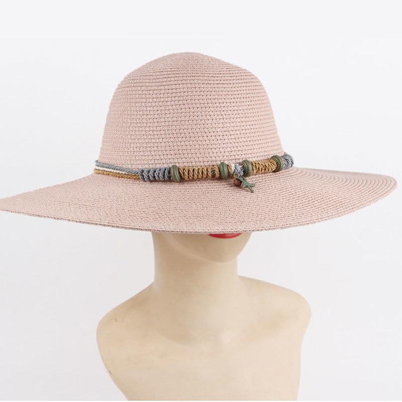 Summer Ladies Outdoor Travel Visor Beach Large Brim Sun Hat Dome Straw Hat
