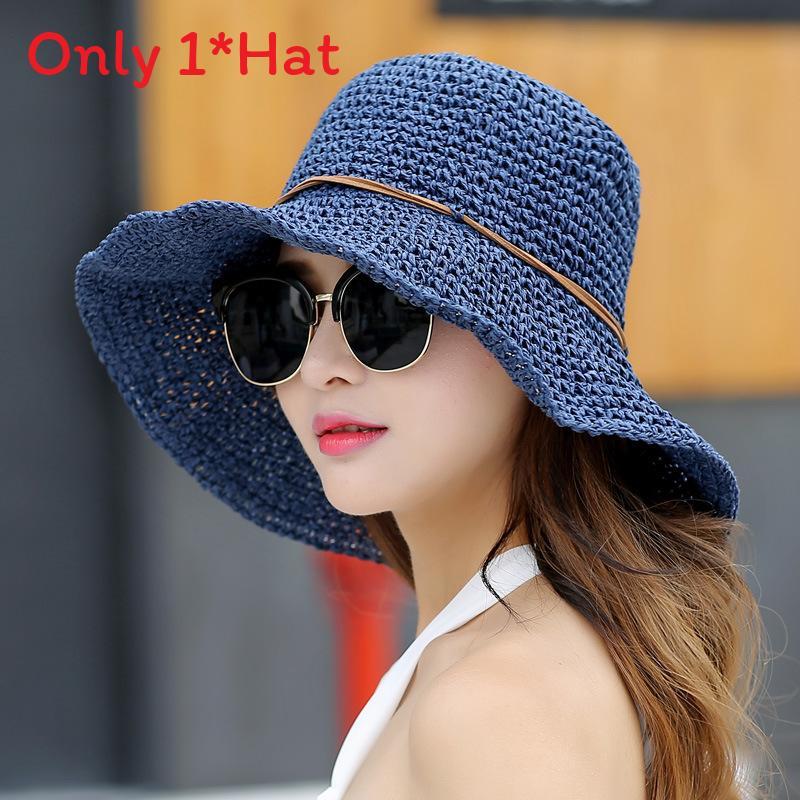 Handwoven Straw Hat For Women With Large Brim Summer Sunshade Foldable Sun Hat For Beach And Outdoor Use