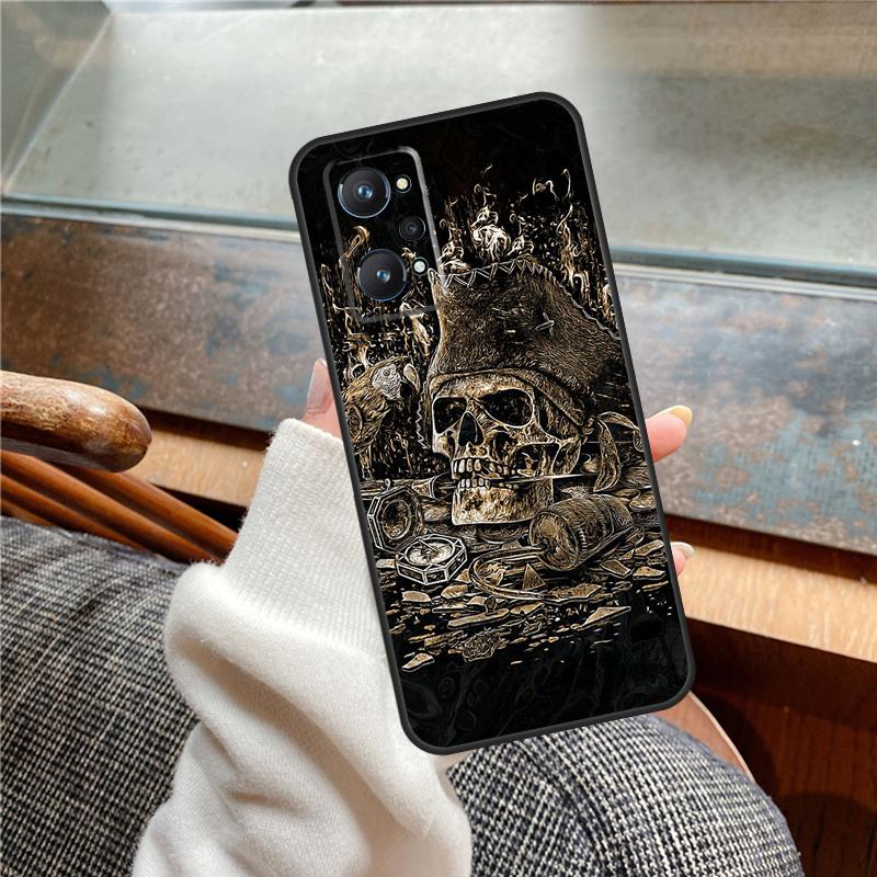 Gothic Skull Case For Realme 12 Pro Plus 11 13 14 C63 C61 C55 C51 C53 C25 C65 C67 C71 C75 GT6 GT7 15 Pro