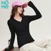 NOME Women's Slim-Fit V-Neck Long Sleeve T-Shirt