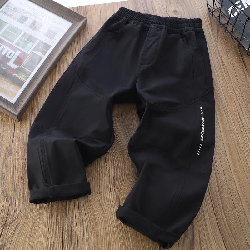 

2025 Autumn Kids Softshell Scimitar Pants: Durable, Wear-resistant, Moisture-wicking, Quick-drying Sports Pants for Medium and Large Children 120 cm чёрный
