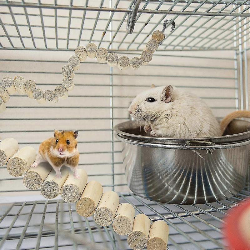 Wooden Pet Ladder Bridge 2 Pieces Soft Animal Bridge Toy Bendable Cage Habitat Toy Hamster Chipmunk/YY