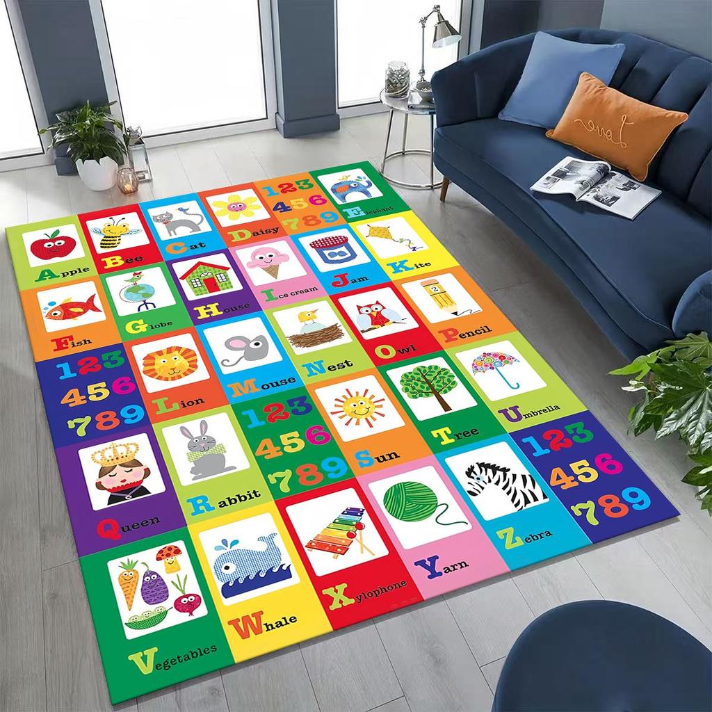 ABC Animal Alphabet Cartoon Early Educatio Children Crawling Playroom Rug for Bedroom Living Room Sofa Doormat Decor,Non-slip