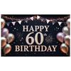 60th Birthday Celebration Background Triangle Pennant Banner 60th Birthday Display Luxury Birthday Backdrop Pink Heart Accents
