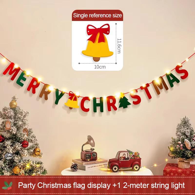 DIY Handmade LED String Light Decorated Holiday Hanging Home Room Ambient Hanging  Background Pull Flag Banner Pendant Lights
