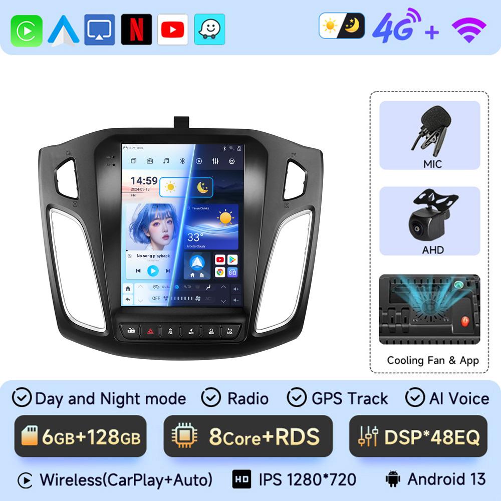 Android 13 Car Radio for Ford Focus Mk3 2011-2017 Multimedia Player 2Din Navigation Carplay Head Unit Stereo 9.7" Speakers Audio