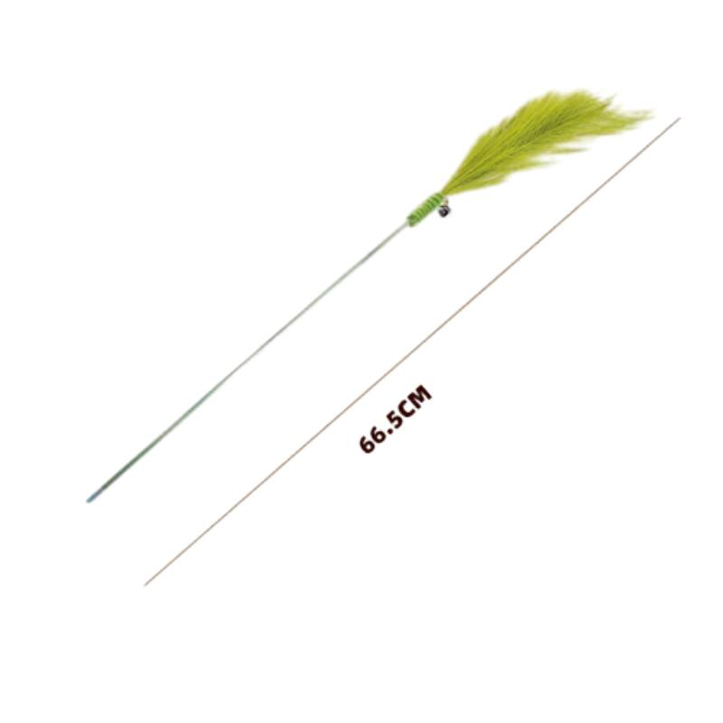 

Дразнилка для кошек в форме тростника, интерактивная игрушка для самостоятельного развлечения питомца, игрушка для развлечения питомца с перьями, ручная забава для котят и взрослых кошек зелёный