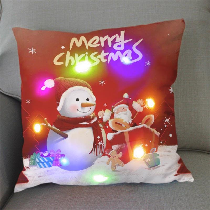 1Pc Christmas Led Pillow Case Size 45X45Cm40X40Cm Santa Claus Printed Christmas Pillow Covers For Christmas Decorations