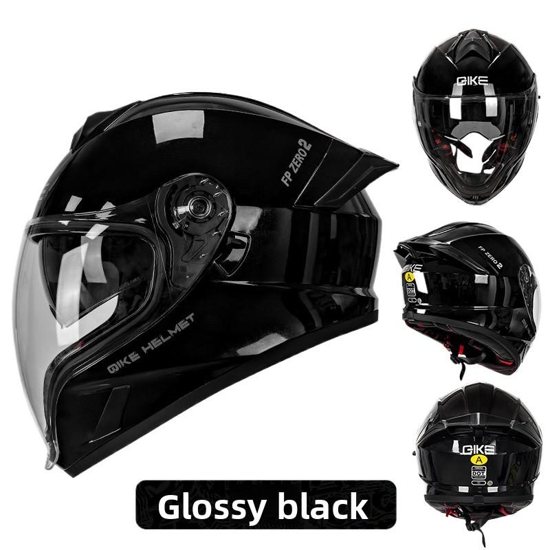 Qike Locomotive Helmet Men and Women Double Lenses Big Tail 3C Motorcycle Riding Winter Cool Personalized Safety Full Helmet