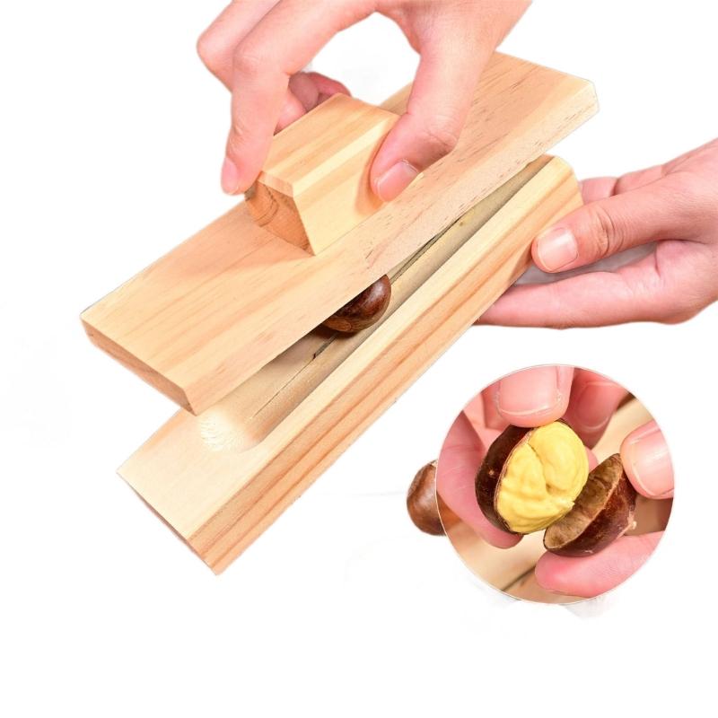 Classical Wooden Nut Cracker Tool Manual Chestnut Peeler Opener with Ergonomic Handle For Quick Chestnut Shell Removal