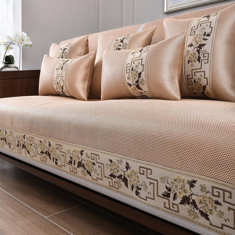 Ice Silk Sofa Cushion Summer Mat Non-Slip Cushion New Chinese Style Cover Cool Pad Summer Summer Mat