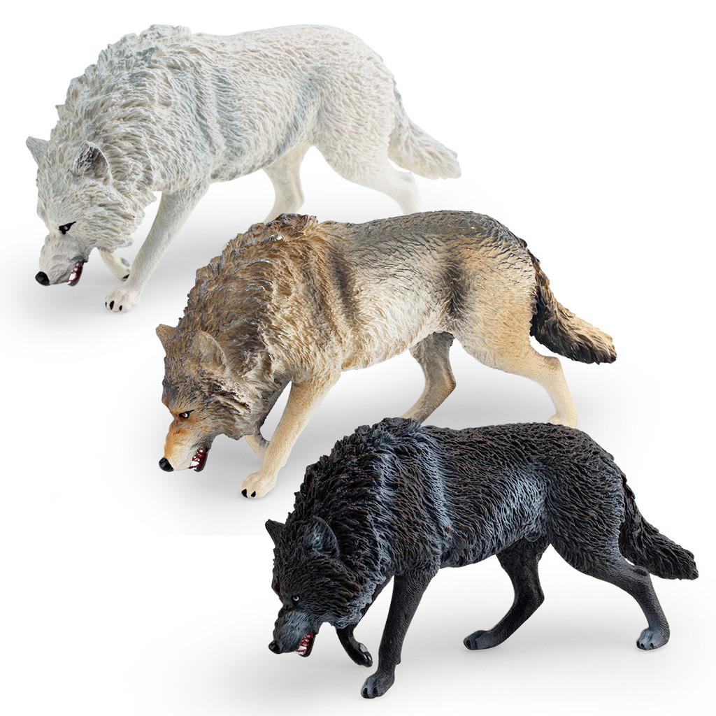 Childrens Static Pvc Wild Animal Figures Featuring Black And White Wolf Collectibles