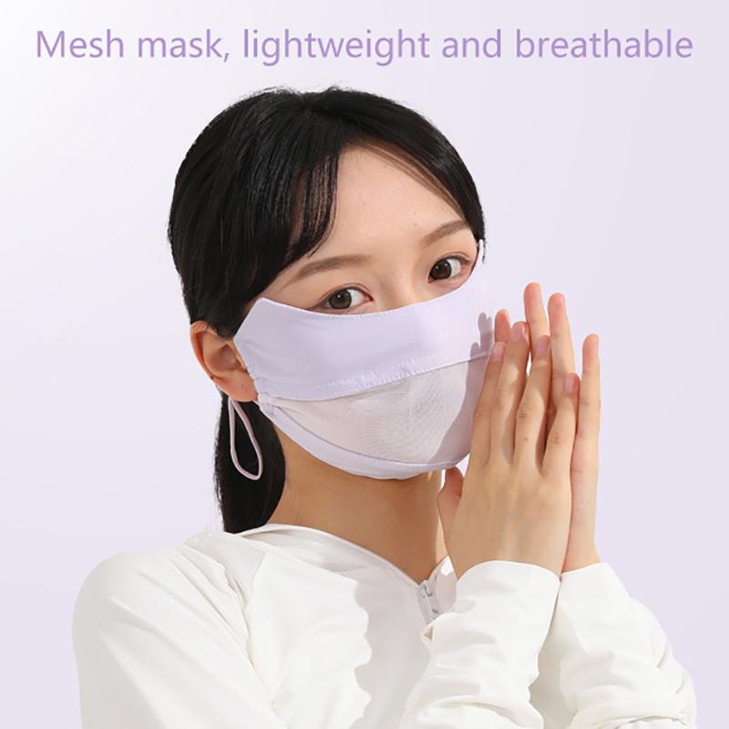 

Дихаюча маска для обличчя від сонця з крижаного шовку, для занять спортом на відкритому повітрі, захисна маска для обличчя від УФ-променів, головний шарф з регульованою пряжкою, маска для водіння/їзди фіолетовий