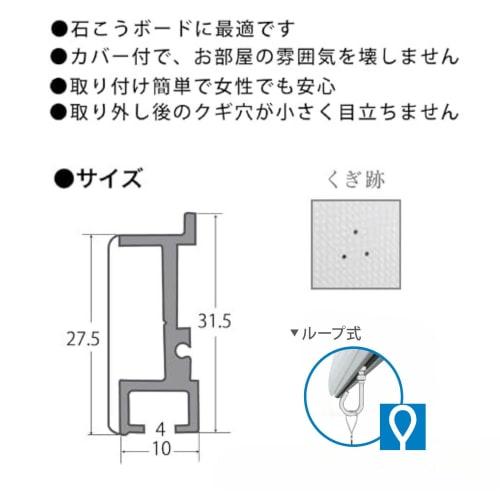 Fukui Metal Craft Rail Sun Picture Rail, 65cm Wide, Hook Type, with Nylon Line Set, Frame, Picture Display, DIY, Rental, Wall Mount, for Drywall, WRS-