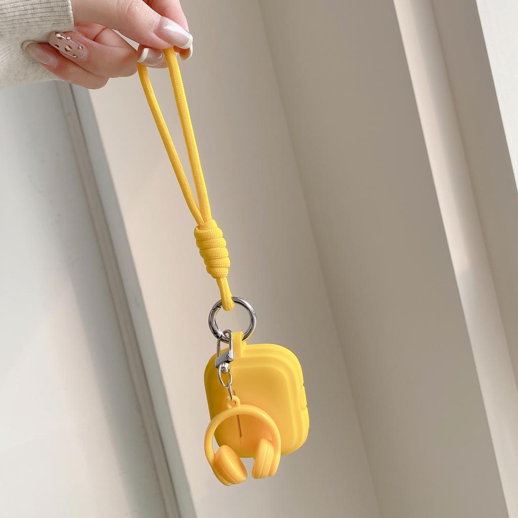 Solid Color Soft Case for Apple Airpods 1 2 3 4 Pro 2 3 Wireless Earphone Cover Wrist Strap Cute Headphone Pendant Charging Box