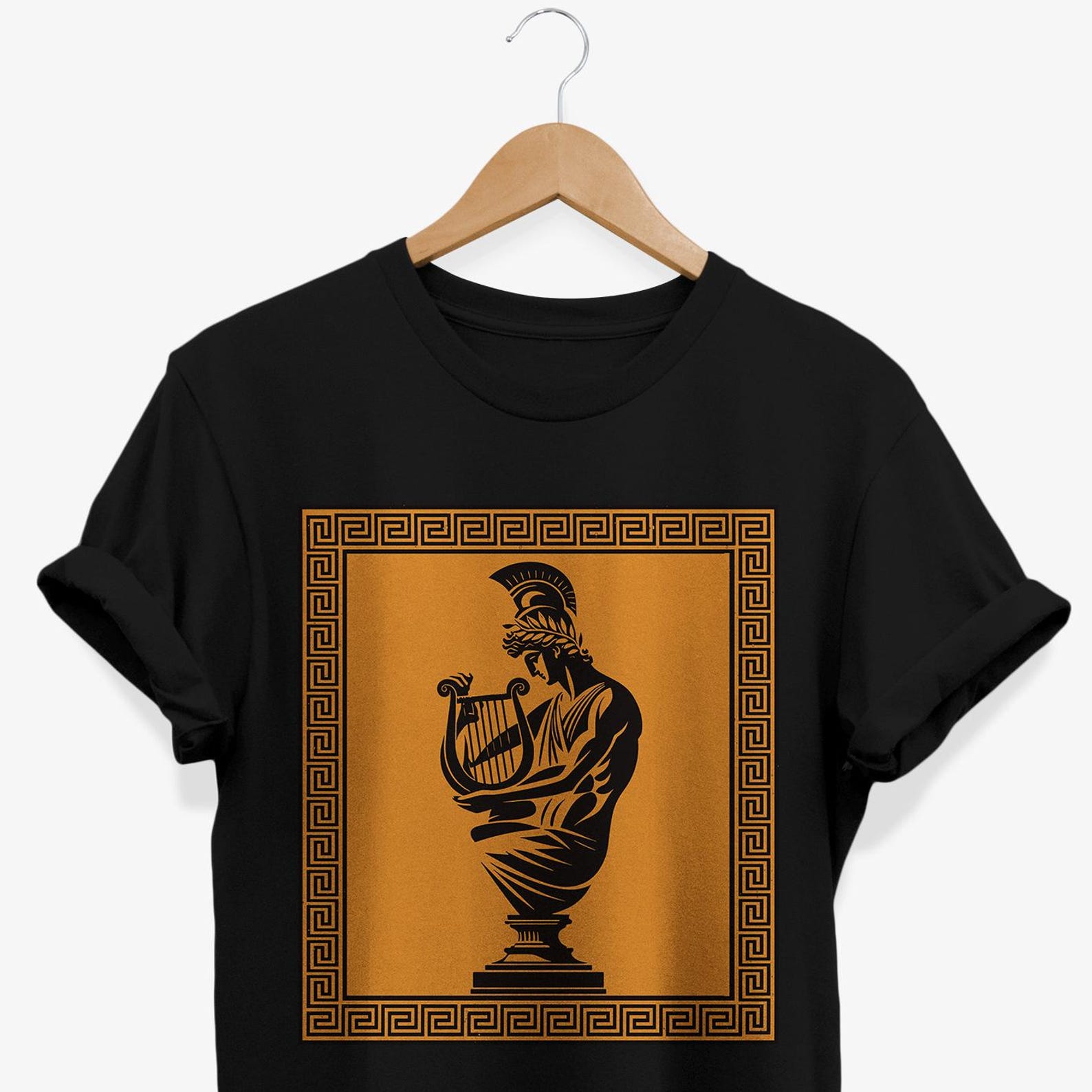 Apollo God Greek Mythology T-Shirt, Ancient Greece Pottery Style Graphic Tee, Olympian Deity Gifts L