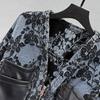 Womens Vintage Distressed Denim Jacket Loose Fit V-Neck Long Sleeve Floral Embroidered Streetwear Top 2026