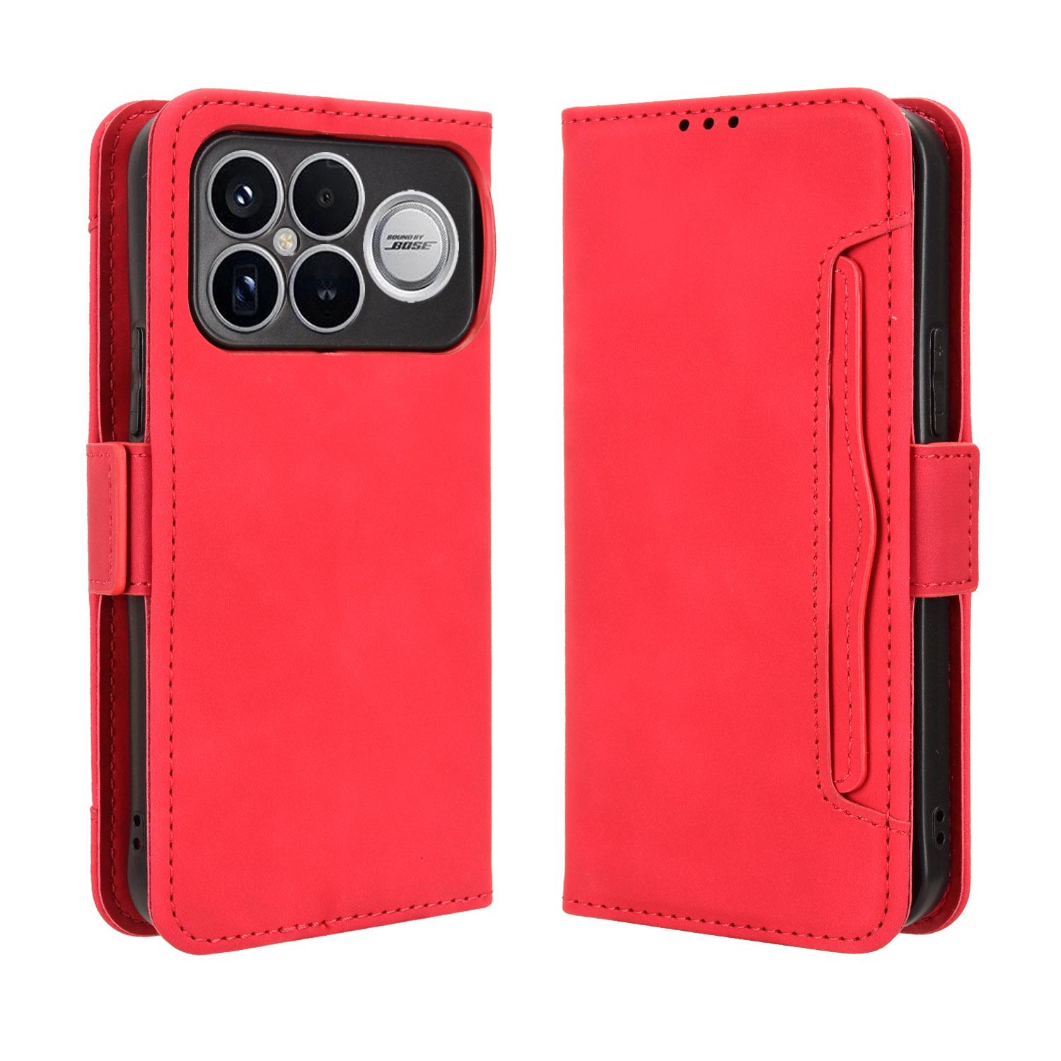 

Чохол-книжка для Xiaomi Poco F8 Ultra, Redmi K90 Pro Max з ПУ шкіри, повний захист корпусу [блокування RFID], чохли для телефонів червоний