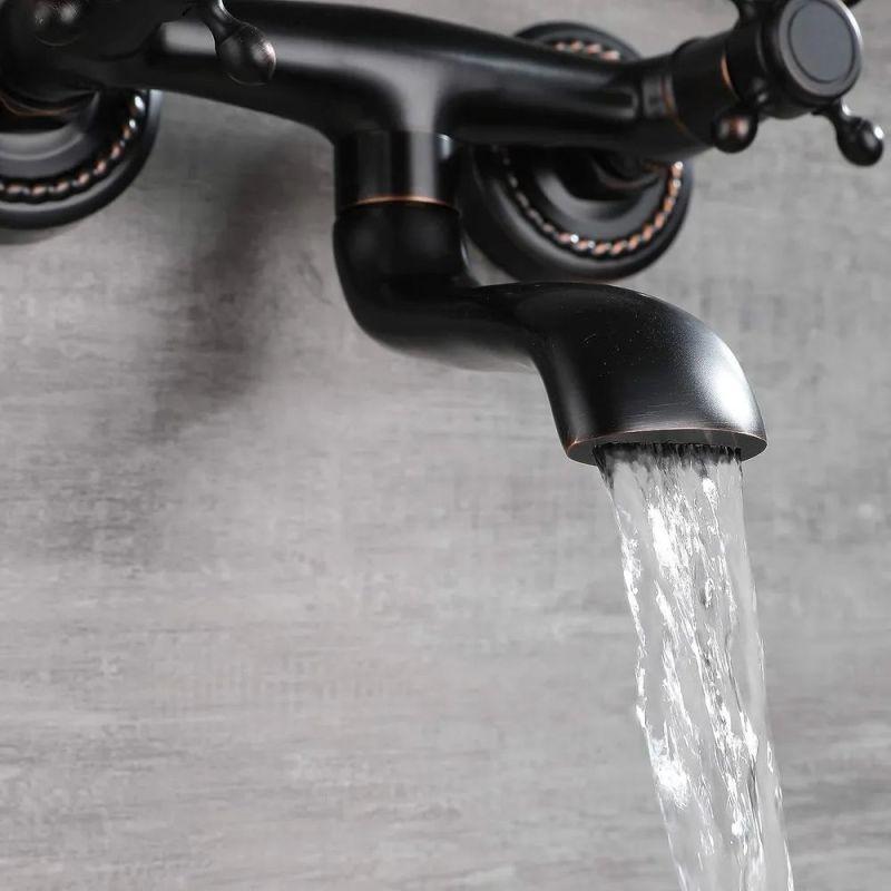 Retro Copper Bathtub Faucet, Wall Mounted Bathroom Faucet, Hot and Cold Water Bathtub Faucet with Double Handle