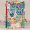 1Pc Bohemian Style Floral Flannel Blanket, Modern Style Polyester And Acrylic Fiber Rectangular Blanket Suitable For A Variety O