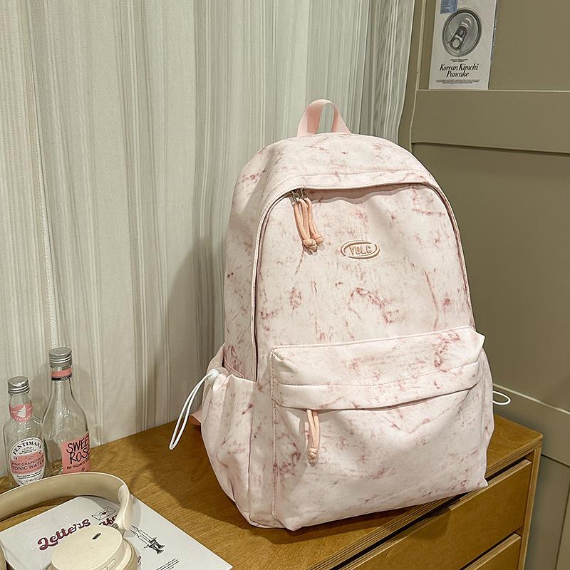 School Bag Large Capacity Campus Backpack for Women, Korean Style Middle School Student Simple Tie-dye, High School Backpack INS Style Japanese Style