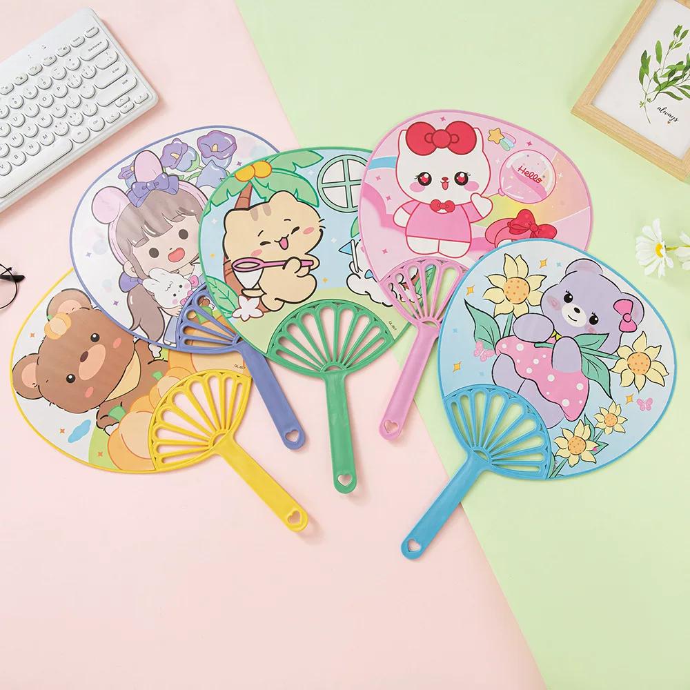 Children's Large Cartoon Fan for Summer, Plastic Fan, Cute Hand-Held Fan for Students, Portable Summer Large Palm Fan