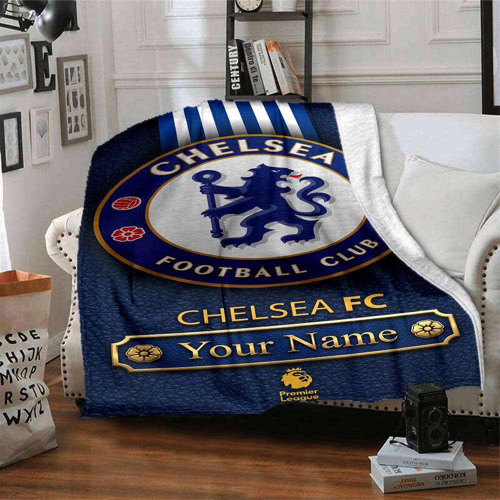 Chelsea Fc Football Player Customize Your Name Blanket Lightweight Customizable Blanket Soft Warm Cozy for Livingroom Office Seaside Bedding