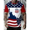 Men's USA 250th Anniversary T-Shirt American Flag Print Oversized Tees Patriotic 4th Of