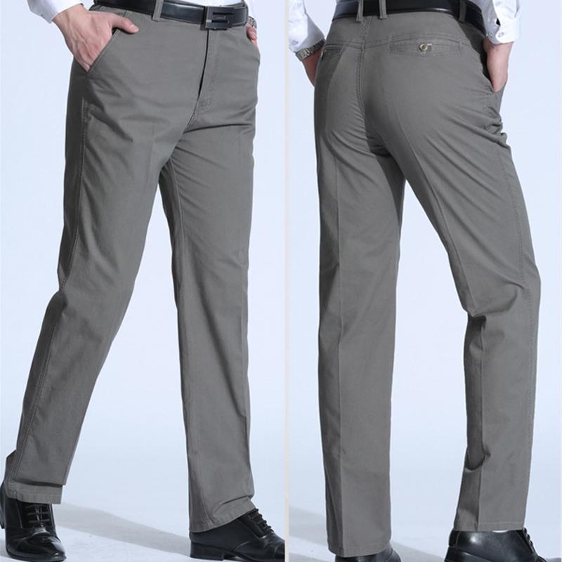 Summer  Plus Size Men's Business Casual Loose Cotton Bottoms Sweat-absorbent Thin Breathable Straight-leg Suit Pants KTB