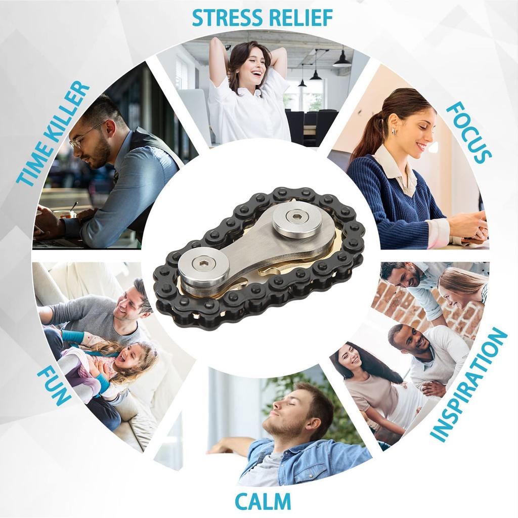 Detachable Fingertips Chains Sprockets Toys Stress Relief Stainless Steel Sensory Fingertips Bike Chains Toys for Travel