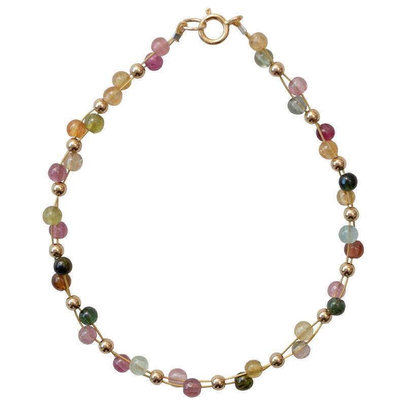 Floral New Chinese Style Natural Tourmaline Bracelet, Niche Light Luxury Crystal Bracelet for Girls