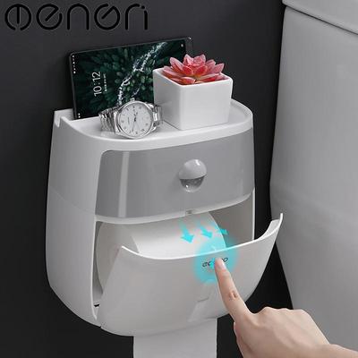 MENGNI Tissue Box Διπλή στρώση Μπάνιο Αδιάβροχη θήκη χαρτιού υγείας Επιτοίχιο κουτί αποθήκευσης χαρτοπετσέτας ρολό Dispenser Organizer