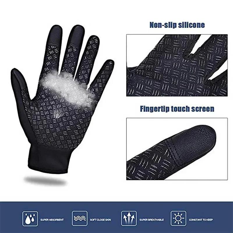 Winter Cycling Gloves for Men Waterproof Cold Gloves Snowboard Motorcycle Riding Driving Warm Touchscreen Zipper Glove