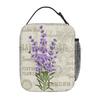 Vintage Lavender Flowers Insulated Lunch Box Reusable Portable Lunch Bag Durable Cooler Bento Tote for Women Work Travel Picnic