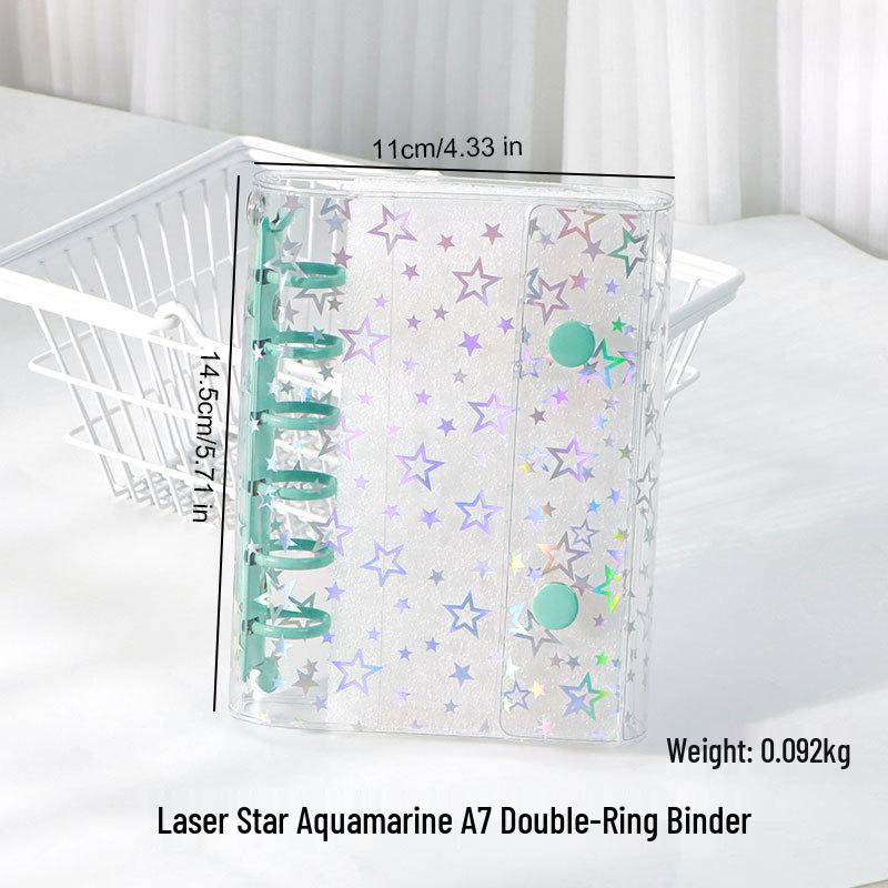 M5 Transparent Double Buckle Binder with Pocket - A6/A7/A8 Planner, Portable Detachable Notebook