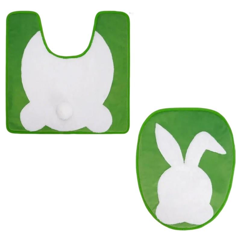 Elastic Easter Rabbit Toilet Seats Cover and Toilet Rugs U Shaped Adds a Touch of Fun to Your Bathroom Decoration