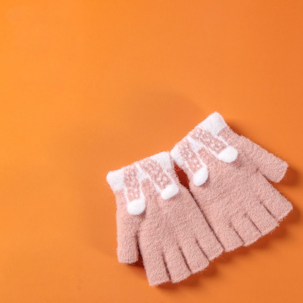 Weiche Winterstrickhandschuhe Niedliche Cartoon-Schreibhandschuhe Warme Halbfingerhandschuhe