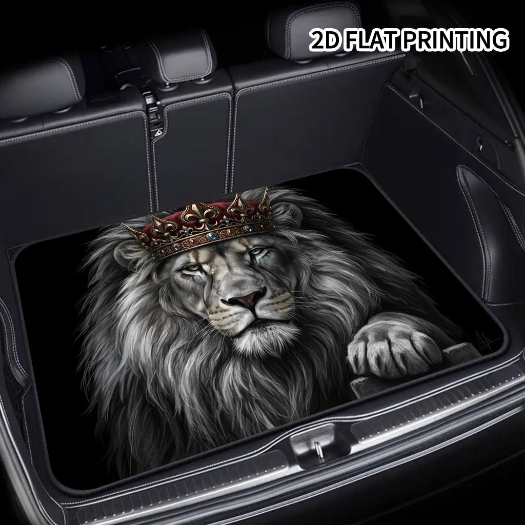 1Pcs Lion Pattern with Crown Car Trunk Mat with Anti Slip Cargo Liner Waterproof Rear Storage Protector Floor Mat for SUV Sedan