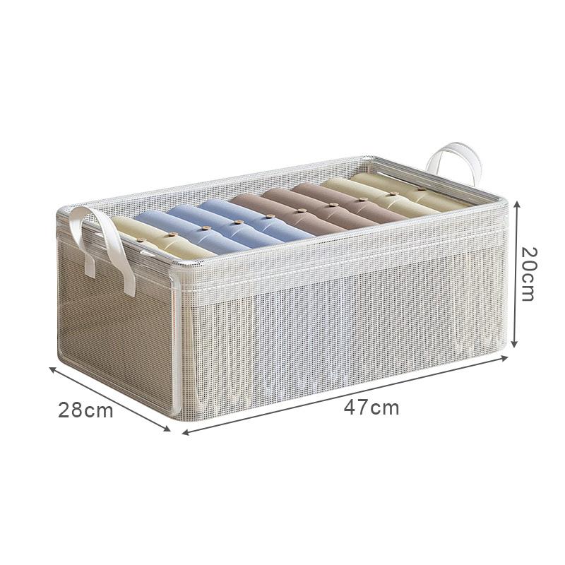 PVC Transparent Storage Basket for Clothes Underwear Storage Box Stainless Steel Frame Wardrobe Organizer Waterproof Cloth Box