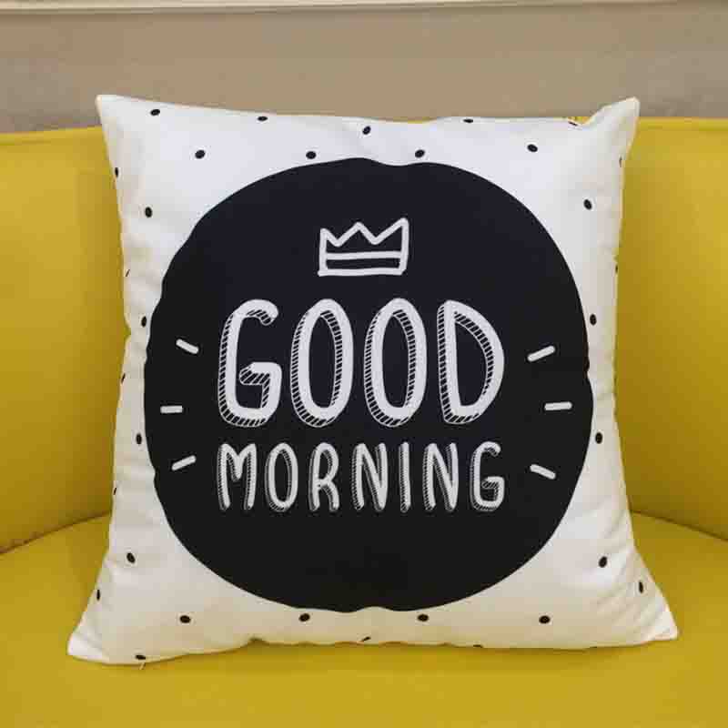 Square Nordic Pillow Case Double-sided Pillowcover Simple Fashion Black and White Geometric Pillow Car Sofa Office Bedside Back Cushion Cover
