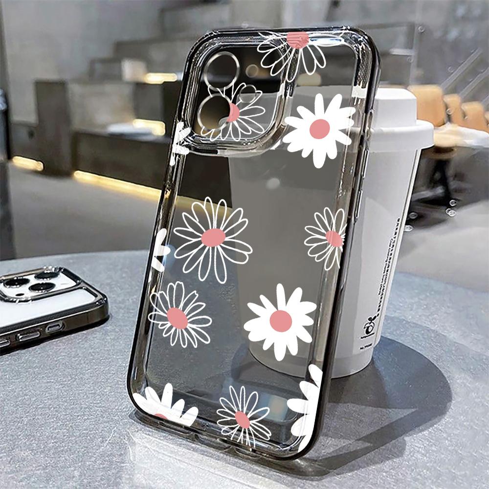 Bowknots & Daisy Transparent Funda Protective Phone Case For iPhone 17 16 15Pro Max 11 12 13 14Pro Plus Shockproof Shell Bumper